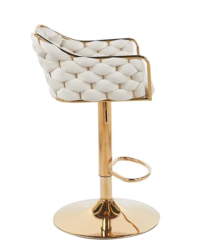 Image of Creative Modern Counter Height Stool with Padded Seat, Swivel & Footrest | Elegant Bar Chair for Kitchen, Dining & Home Bar (Pack of 1) (White)
