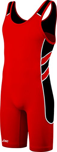 Asics Men's Unrestrained Wrestling Singlet (Red/Black)
