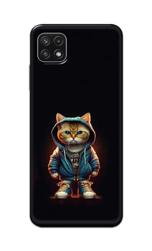 Image of PRINTFIDAA Printed Hard Back Cover Case for Samsung Galaxy A22 5G | A22s 5G | Samsung F42 5G Back Cover (Hipster Cat) -112