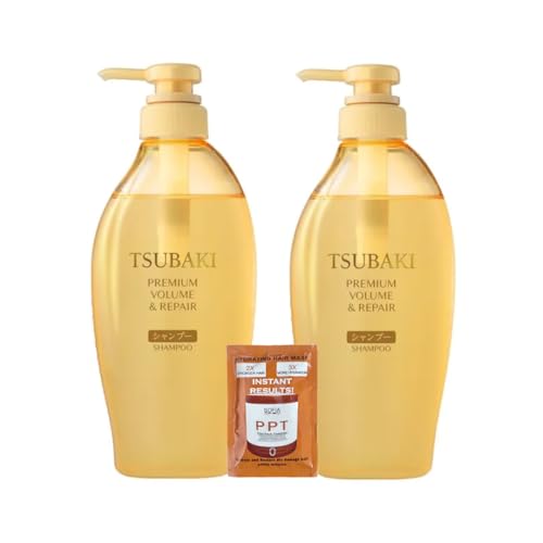 SOFIA BY ODE Hair Professional Repair Tsubaki Premium Volume & Repair Shampoo - with Camellia Oil For Dry, Damaged Hair, 450ml + 450ml