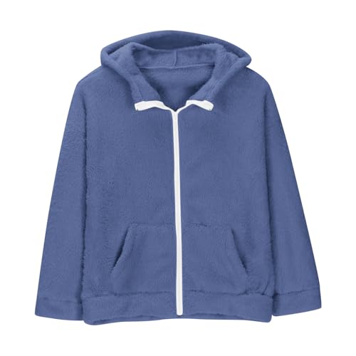 Girls Sherpa Hoodies Zip Up Fuzzy Sweathirts Cozy Warm Fleece Sweater Soft Furry Hooded Sweatshirt with Pockets4