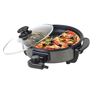 PURAM Non Stick Electric Multi Cooker Pan Pizza Maker with Unbreakable Glass Lid and Non Stick Ceramic Pizza Maker
