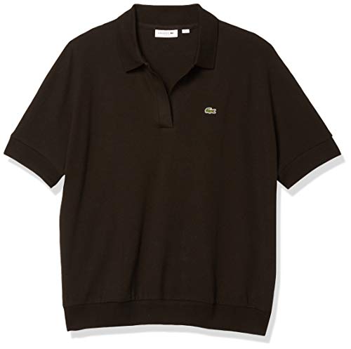 Lacoste Women's Short Sleeve Buttonless Pique Polo Shirt, Black, M