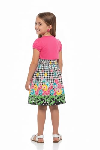 Image of ToBeInStyle Girls Two Piece Short Sleeve Dress and Matching Bolero Crop Cardigan Assorted Prints Cotton Blend Summer Outfit