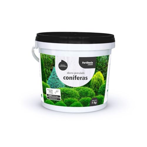 FERTIBERIA JARDÍN Abono Granulado para Coníferas (Pinos, Cipreses, Abetos y Tuyas) con Efecto Antiamarronamiento con Magnesio y Azufre (MG + S) - 1 kg