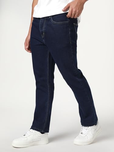 Image of Urbano Fashion Men's Straight Fit Heavy Washed Denim Jeans Stretchable
