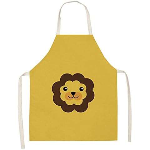 Delantal de cocina unisex de algodón y lino con estampado de monstruo animal colorido Cover