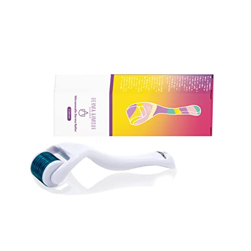 Derma Roller Microneedling Roller .50mm per ringiovanimento della pelle, danni al sole, anti invecchiamento, rughe, cicatrici da acne (bianco/rosa)