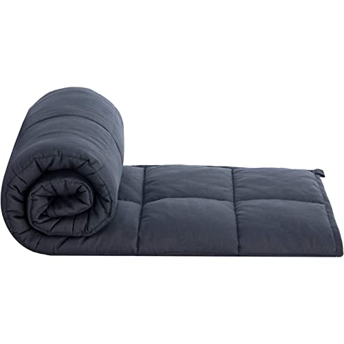 DPPAN Manta Ponderada Adultos, Manta De Gravedad Lavable con Cuentas De Vidrio Transpirable, Disfruta de un sueño de Calidad (Color : Dark Grey, Size : 30 lbs-80"x87") Cover