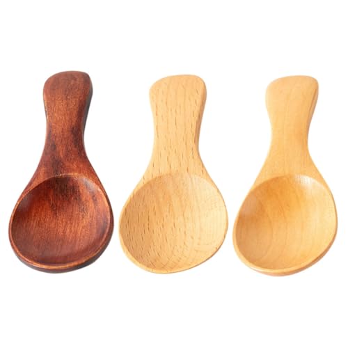 BIUDECO Versatile Mini Wooden Spoon Set 3pc Tea Scoops Salt Spoons Spices for Cooking Baking