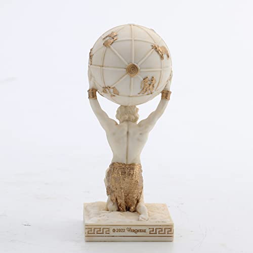 Veronese Design 3 3/4 Inches Atlas The Greek Titan Bearer of The Sky Resin Miniature Figurine White Gold Finish