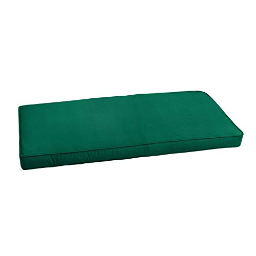 Mozaic Indoor or Outdoor Sunbrella Bench Cushion with Corded Edges and Tie Backs, 1 Count (Pack of 1), Canvas Forest Green 5 Sq Ft