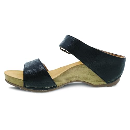 Image of Dansko Tanya Slip-On Wedge Sandal for Women - Cushioned, Contoured Footbed for All-Day Comfort and Support - Hook & Loop Strap with Buckle Detail - Lightweight Rubber Outsole