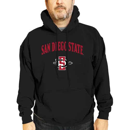 Campus Colors Adult Arch & Logo Soft Style Gameday Hooded Sweatshirt (San Diego State Aztecs - Black, Medium)