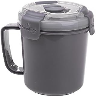 SnapLock by Progressive Soup To-Go Container - Gray, SNL-1003GY Easy-To-Open, Cool Touch Handle Leak-Proof Silicone Seal, Snap-Off Lid, Stackable, BPA FREE