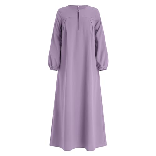 Image of ODIZLI Ramadan Women's Muslim Abaya Prayer Dress Kaftan Dubai Islamic Dress Long Sleeve Stand Collar Zip Up