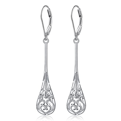 S925 Sterling Silver Vertical Drop Dangle Earrings Gift for Women Teenage