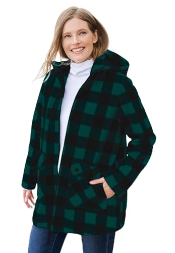 Woman Within Plus Size Hooded Fleece Coat
