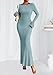 PRETTYGARDEN Women's Fall Fashion 2025 Long Sleeve Maxi Dress Ribbed Knit Boat Neck Bodycon Casual Dresses Going Out Outfits (Light Blue,X-Large)