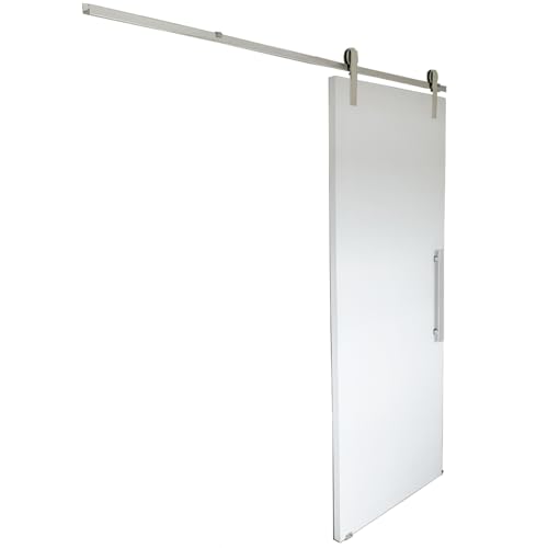 DECORPLACE, Kit Porta Branca 90cm + Trilho 2m + Puxador Flat Poli...