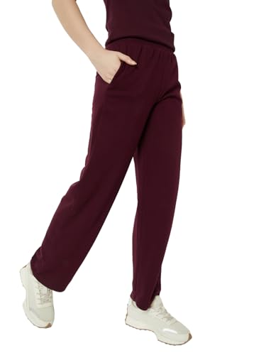 Image of Max Women Loose Mid Rise Solid Athleisure Track Pants
