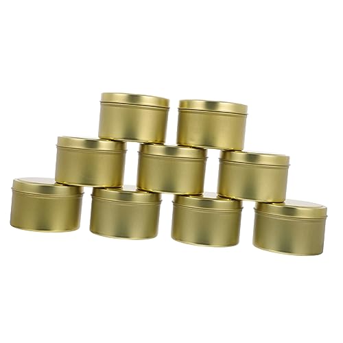 KALLORY 9pcs Round Containers for Candle Making Durable Tinplate Storage Jars for Crafts Makeup Candy and Item Organization