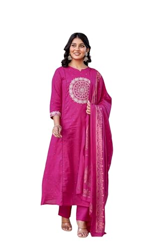 Kurta trapèze brodé et pantalon en coton Ladyline pour rester élégante lors des fêtes d'été