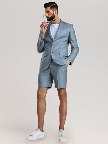 Men's Summer Suit 2 Piece Slim Fit Shorts Suits for Men Lightweight Tuxedo for Prom Beach Wedding3