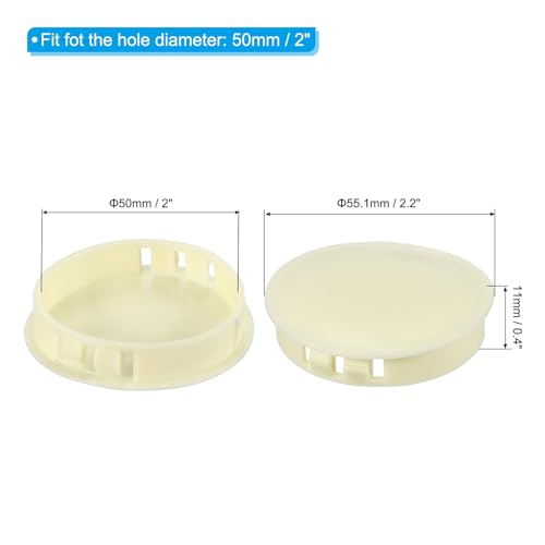 Image of PATIKIL 2 inch /50mm Plastic Hole Plugs, 20Pcs Flush Type Round Hole Plugs Cover Snap in Locking Hole Tube for Table Kitchen Cabinet Furniture, Beige