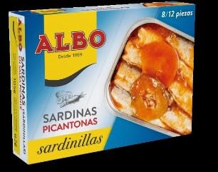 Albo Sardine Picantonas, Sardine Piccanti in Lattina, 82g (Peso Sgocciolato 60g), Confezione da 3