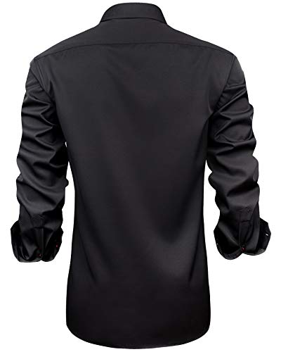 J.Ver Men'S Casual Long Sleeve Stretch Dress Shirt Wrinkle-Free Regular Fit Button Down Shirts Black Red thumb #3