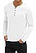 AIYINO Mens Summer Casual V-Neck Button Cuffs Cardigan Short Sleeve T-Shirts (US Medium, Long Sleeve- White)