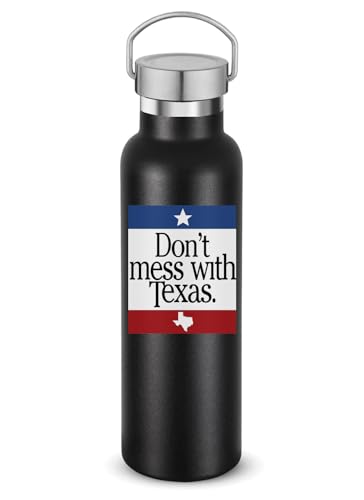 Don't Mess with Texas Lone Star State - Botella de agua de acero inoxidable con aislamiento al vacío, botella de viaje de doble pared, color negro