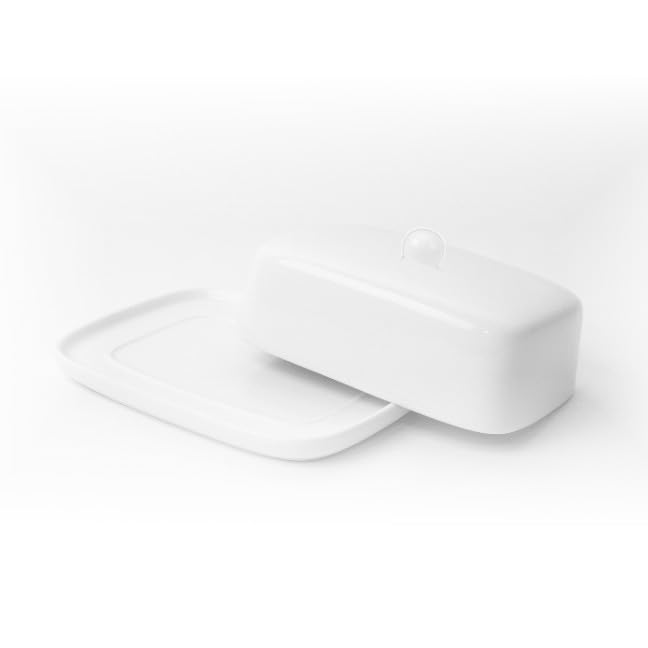Holst Porzellan BUD 003 Gutshof - Mantequera (porcelana, 250 g, 17,5 x 12,5 x 7 cm), color blanco