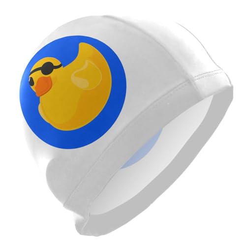Dallonan Swimming Cap Unisex Adult Swim Cap Women Men Rubber Yellow Pirate Duck Polyester