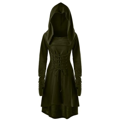 Pianocean Mittelalter Kleidung Damen, Renaissance Kleid, Gothic Kleid，Renaissance Mit Kapuze Langarm Retro Gothic, Mittelalter Kostüm Damen Cosplay...