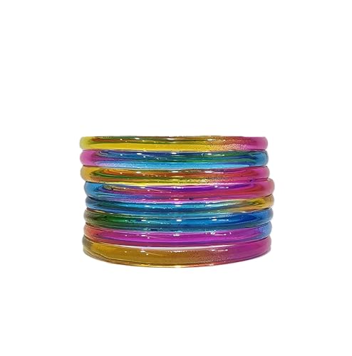 Image of Colorful Jelly Bangles Set of 8 - Transparent Candy Color Stackable Bracelets, Lightweight Fashion Accessories for Women & Girls