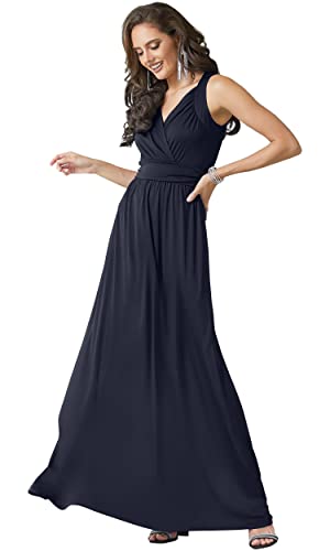 Image of KOH KOH Womens Long Sleeveless Flowy Bridesmaid Cocktail Evening Gown Maxi Dress