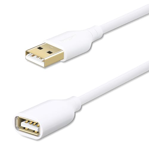 Fasgear 6ft/1.83m USB 2.0 Extension Cable A Male to A Female Charging and Syncing USB Extender Cord for CCTV Security Camera/Webcam/Flash Drive/Hard Drive/Mouse/Printer/USB LED Light(6ft White)