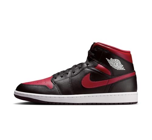 NIKE Air Jordan 1 Mid - Zapatillas deportivas para hombre, Negro Varsity Red Summit White, 45 EU
