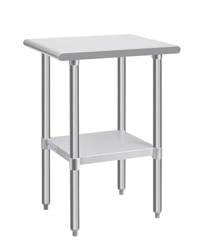 Hally Stainless Steel Table for Prep &amp; Work 24 x 18 Inches NSF Commercial