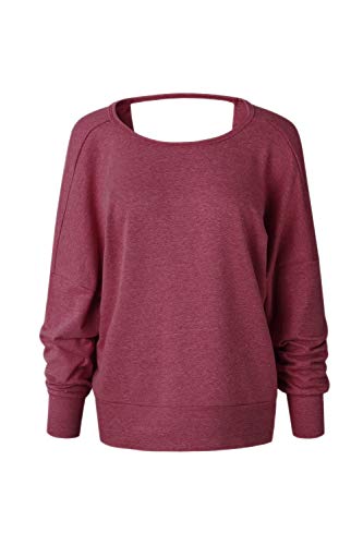 Jumojufol Mujeres Cruz Espalda Descubierta Casual Sudadera Espalda Abierta Jersey Outwear Tops Vino S