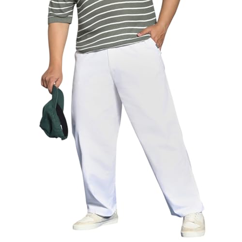 Image of Urbano Plus Men's Loose Mid Rise Baggy Fit Solid Chino Trousers Non-Stretchable