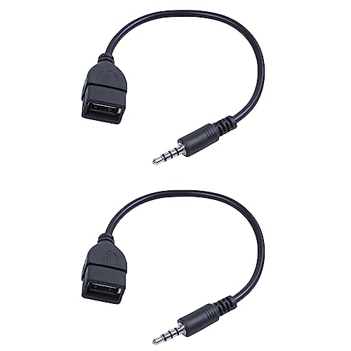 Mucshim 2 conectores USB hembra, AUX, 3,5 mm, para cable de carga de datos de audio, color negro