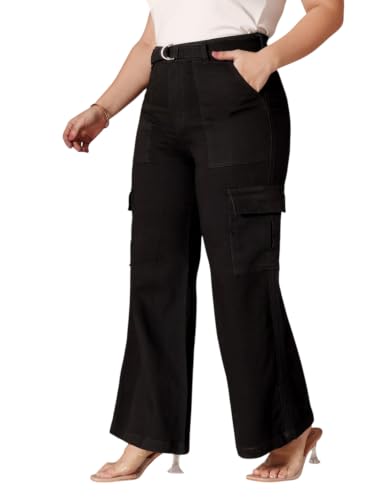 Image of Miss Chase A+ Women's Wide-Leg High Rise Regular-Length Stretchable Denim Jeans