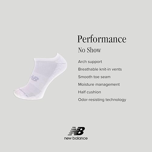 New Balance Unisex-Adult's Men's and Women's Performance Cushioned No Show Socks-6 & 12 Pairs-Moisture Wicking4