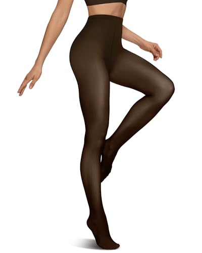 Vertvie Women's Fleece Lined Tights Thermal Leggings High Waist Thick Warm Winter Tights Stretchy Comfy Tummy Control Pantyhose(80g-No Fleece,Black Sheer,Small-Medium)