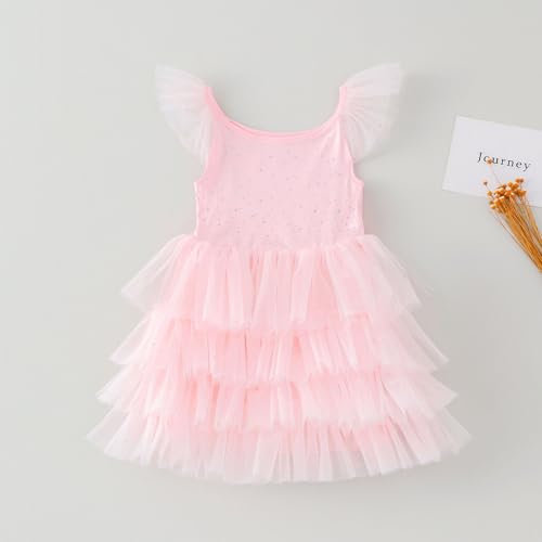 Tutu.kk Toddler Girls Tulle Dress Ruffle Sleeveless Shiny Tiered Fluffy Tutu Dresses Summer Cake Dress for Birthday Party3