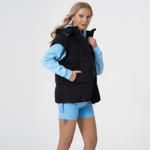 Shiyifa Womens Oversized Puffer Vest Sleeveless Lightweight Zip Up Padded Gilet Warm Coat Outwear with Detachable Hood4