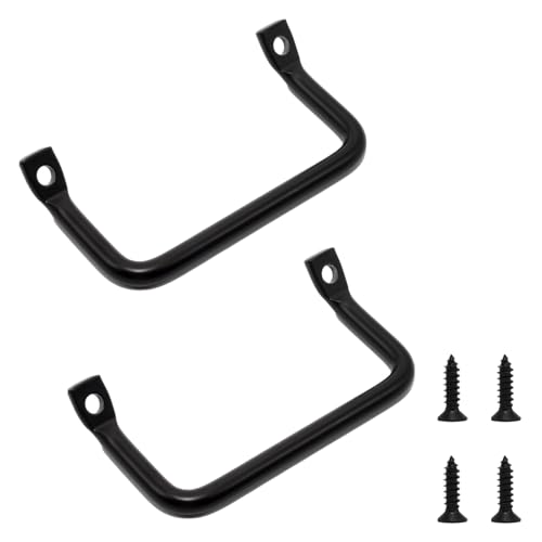 Pocoxll 2 Pcs Black Metal Cutting Board Handles 4 Inch Side Fixed Tray Handles Cabinet Hardware Furniture Pulls